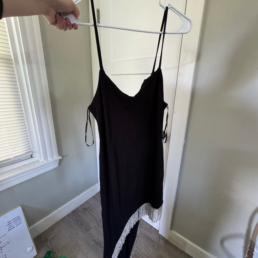 Black Dress with Fringe Detail
